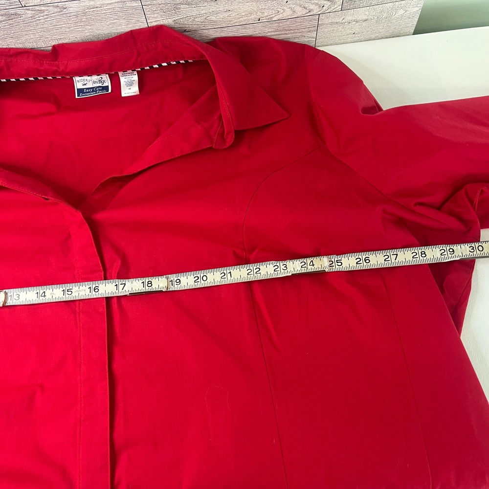Riders by Lee Indigo Button Down Shirt Womens 4X Red 3/4 Sleeve Easy Care Career - Picture 6 of 8